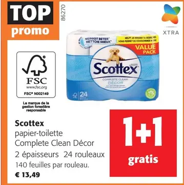 Offre: Scottex papier-toilette Complete Clean Décor
