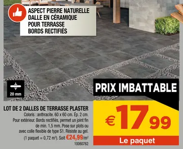 Offre: LOT DE 2 DALLES DE TERRASSE PLASTER