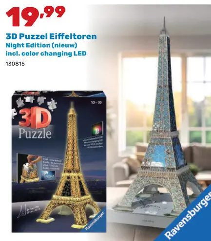 Promotie: 3D Puzzel Eiffeltoren Night Edition