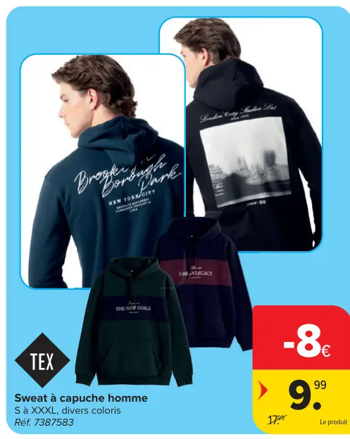 Offre: Sweat à capuche homme