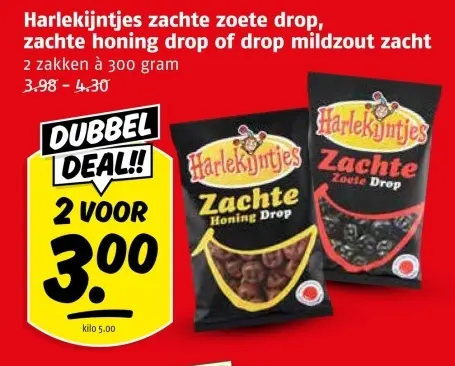 Aanbieding: Zachte zoete drop, zachte honing drop of drop milldzout zacht
