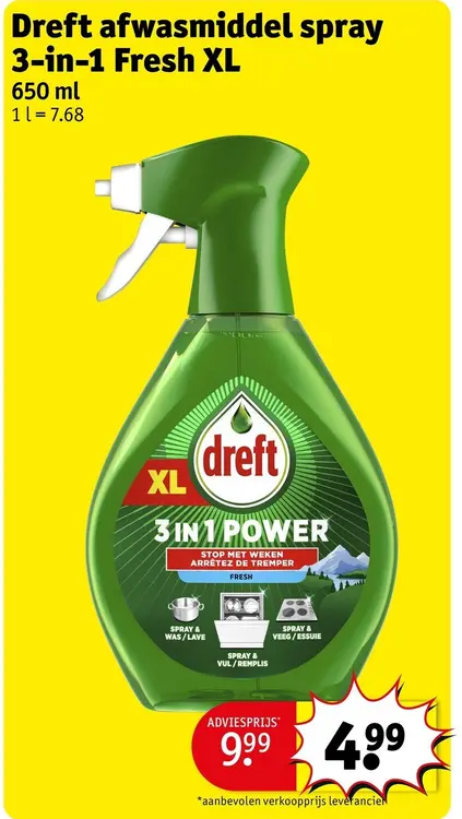 Promotie: Afwasmiddel spray 3-in-1 Fresh XL
