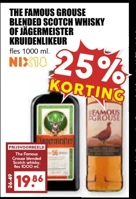 Aanbieding: The famous grouse blended scotch whisky of Jägermeister kruidenlikeur