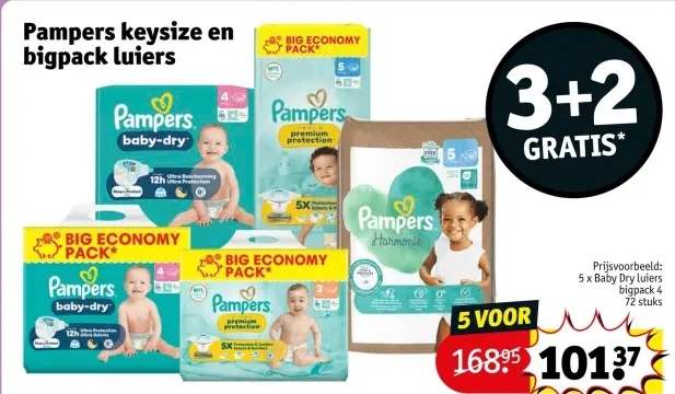 Promotie: Pampers keysize en bigpack luiers