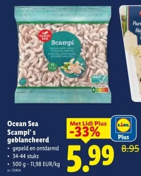 Promotie: Scampi's geblancheerd
