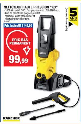 Offre: Kà¤rcher K3 nettoyeur haute pression 1600W