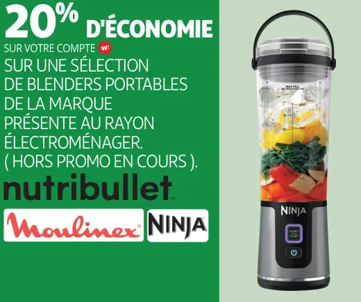 Offre: Une sélection de blenders portables de la marque présente au rayon électroménager