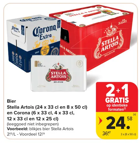 Promotie: Bier Stella Artois en Corona