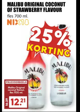 Aanbieding: Malibu original coconut of strawberry flavour