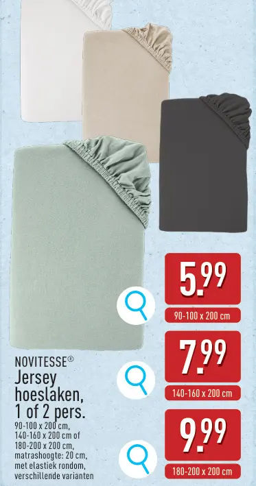 Promotie: Jersey hoeslaken, 1 of 2 pers.