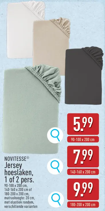 Promotie: Jersey hoeslaken, 1 of 2 pers.