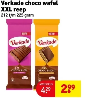 Aanbieding: Verkade choco wafel XXL reep