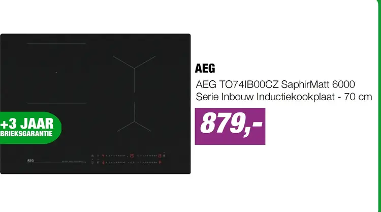 Aanbieding: AEG TO74IB00CZ SaphirMatt 6000 Serie Inbouw Inductiekookplaat - 70 cm