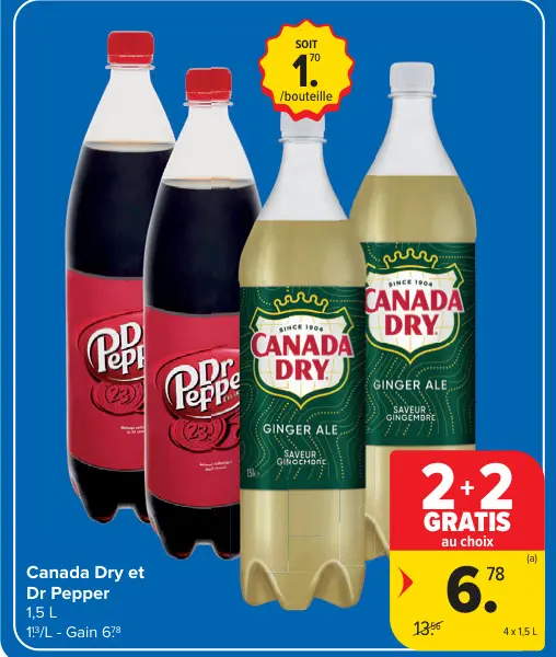 Offre: Canada Dry et Dr Pepper