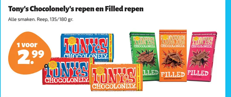 Aanbieding: Chocolonely's repen en Filled repen