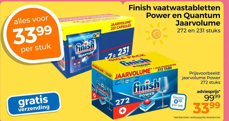 Aanbieding: Finish vaatwastabletten Power en Quantum Jaarvolume