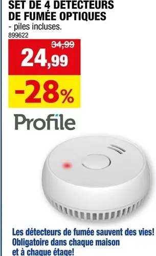 Offre: Set de 4 detecteurs de fumée optiques