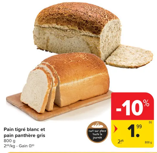 Offre: Pain tigré blanc et pain panthère gris
