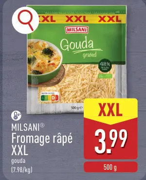 Offre: Fromage râpé XXL gouda