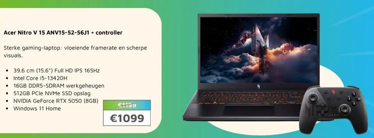 Aanbieding: Acer Nitro V 15 ANV15-52-56J1 + controller