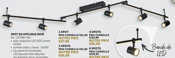 Offre: Spot en applique noir