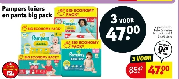 Aanbieding: Pampers luiers en pants big pack