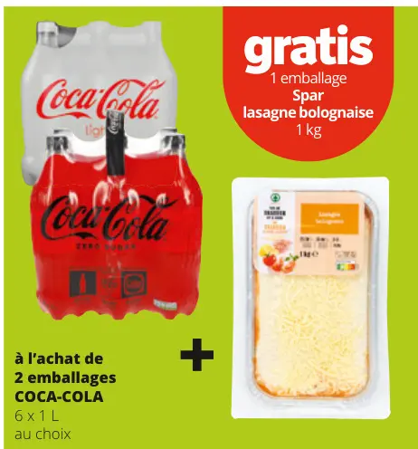 Offre: Coca-Cola + Spar lasagne bolognaise