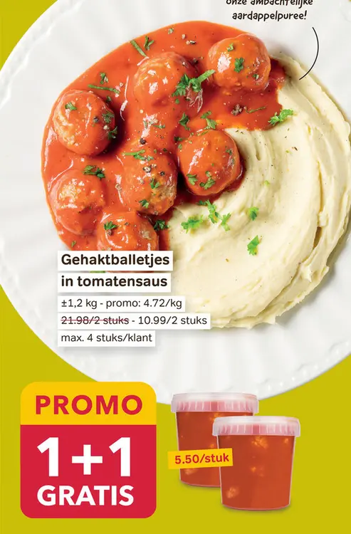 Promotie: Gehaktballetjes in tomatensaus