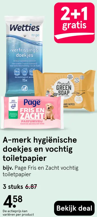 Aanbieding: A-merk hygiënische doekjes en vochtig toiletpapier
