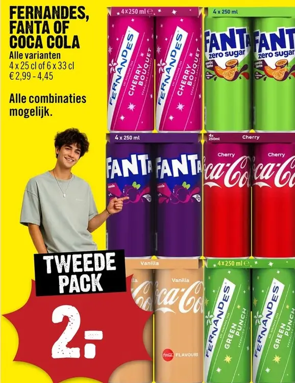 Aanbieding: Fernandes, Fanta of Coca Cola