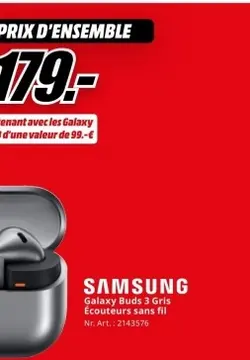Offre: Galaxy Buds 3 Gris Écouteurs sans fil