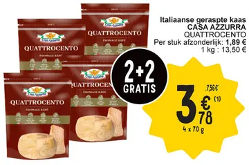 Aanbieding: Italiaanse geraspte kaas CASA AZZURRA QUATTRO