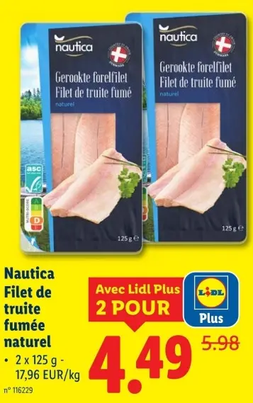 Offre: Filet de truite fumée naturel