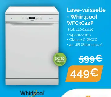 Offre: Lave-vaisselle - Whirlpool WFC3C42P