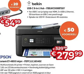 Aanbieding: Ecotank ET-4800 Inkjet