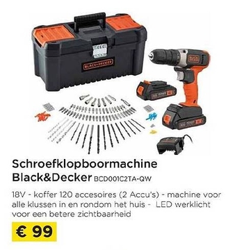 Aanbieding: Schroefklopboormachine Black&Decker BCD001C2T