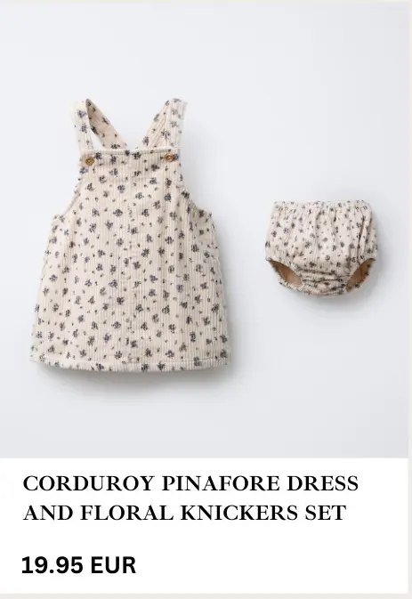 Aanbieding: Corduroy pinafore dress and floral knickers s