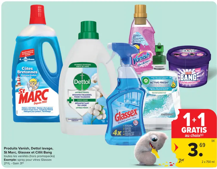 Offre: Vanish, Dettol lavage, St Marc, Glassex et Cillit Bang