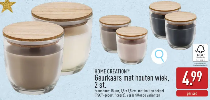 Promotie: Geurkaars met houten wiek