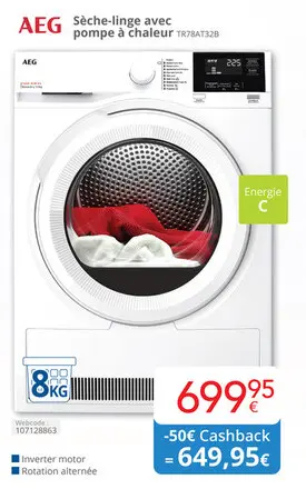 Offre: Sèche-linge avec pompe à chaleur TR78AT32B