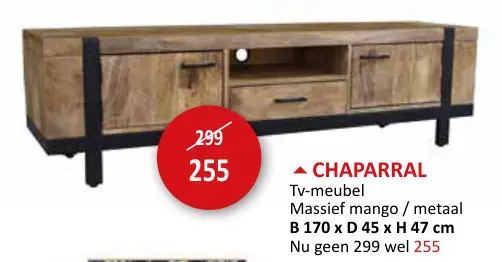 Aanbieding: Chaparral Tv-meubel Massief mango / metaal