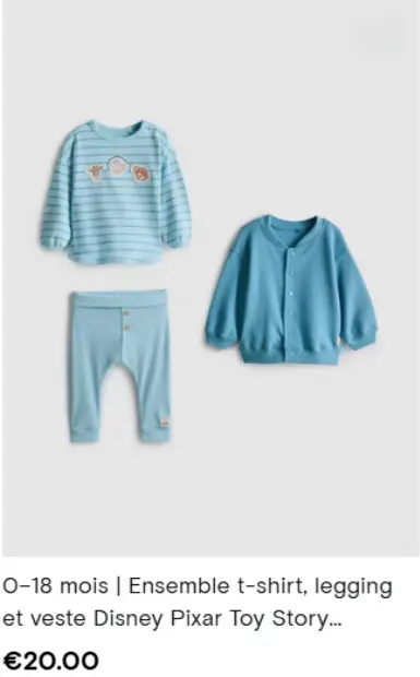 Offre: Ensemble t-shirt, legging et veste Disney Pixar Toy Story