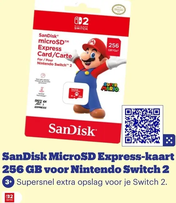 Aanbieding: MicroSD Express-kaart 256 GB voor Nintendo Switch 2