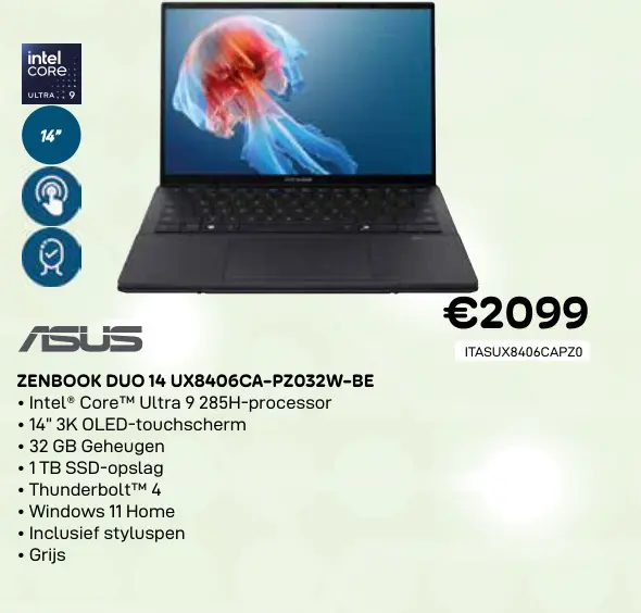 Promotie: Asus zenbook duo 14 ux8406ca-pz032w-be