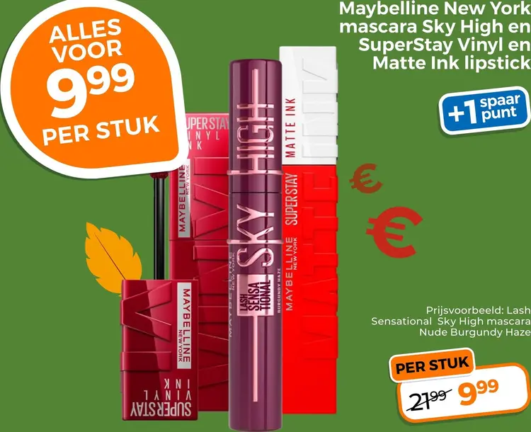 Aanbieding: Mascara Sky High en SuperStay Vinyl en Matte Ink lipstick