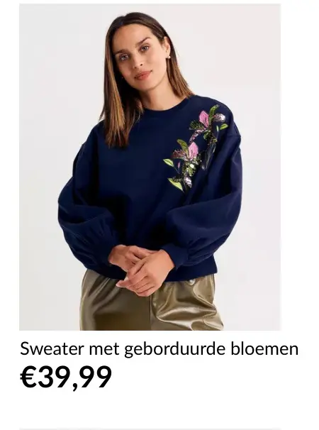 Aanbieding: Sweater met geborduurde bloemen