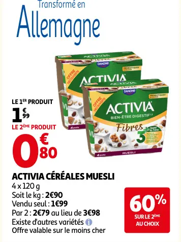 Offre: Activia céréales muesli