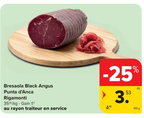 Offre: Rigamonti Bresaola Black Angus Punta d'Anca