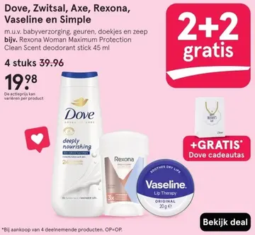 Aanbieding: Dove, Zwitsal, Axe, Rexona, Vaseline en Simple