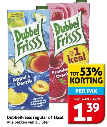 Aanbieding: DubbelFrisss regular of 1kcal